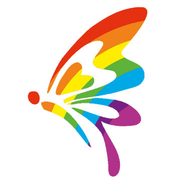 Colorful butterfly logo with rainbow colors on a transparent background