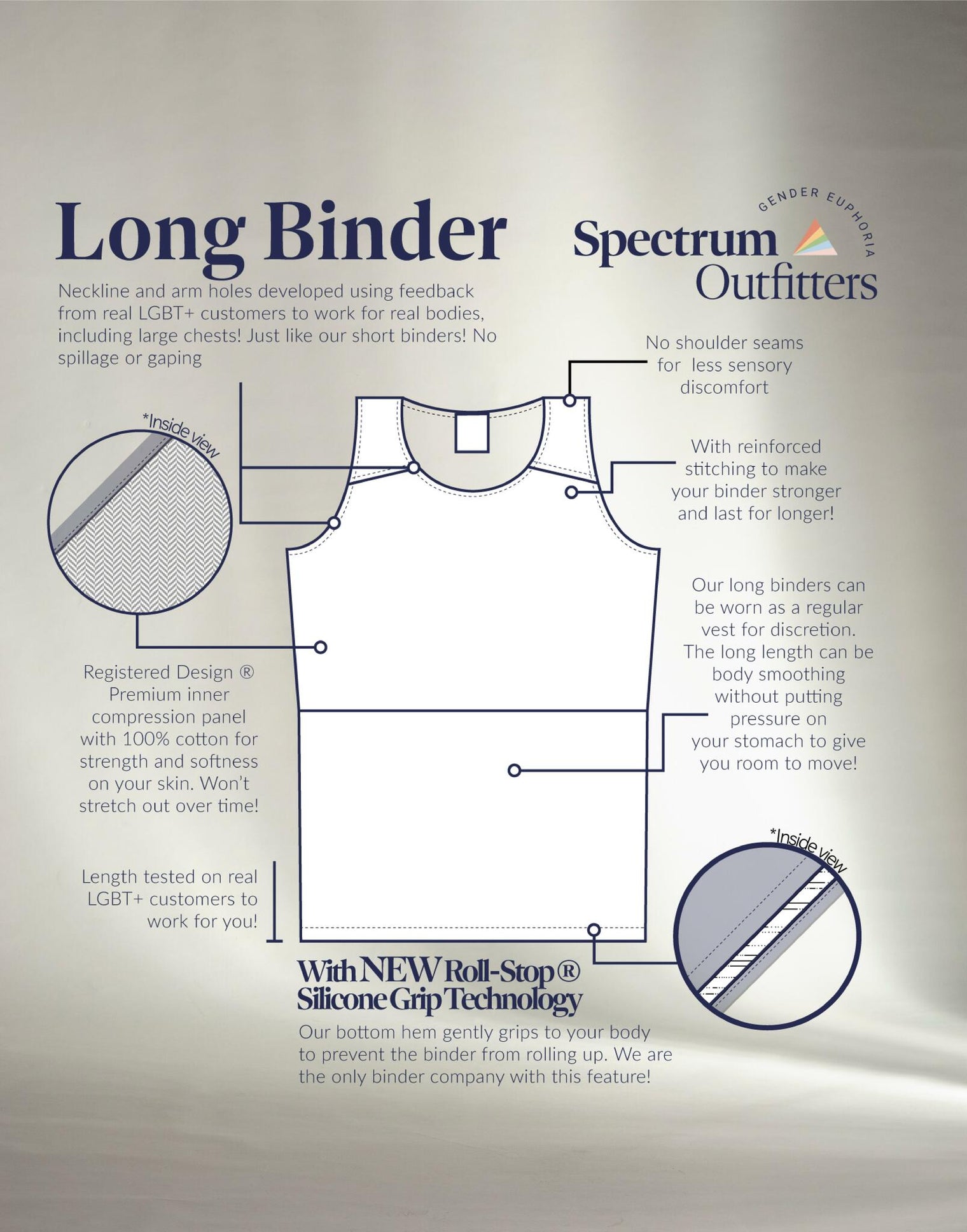 Long White Chest Binder