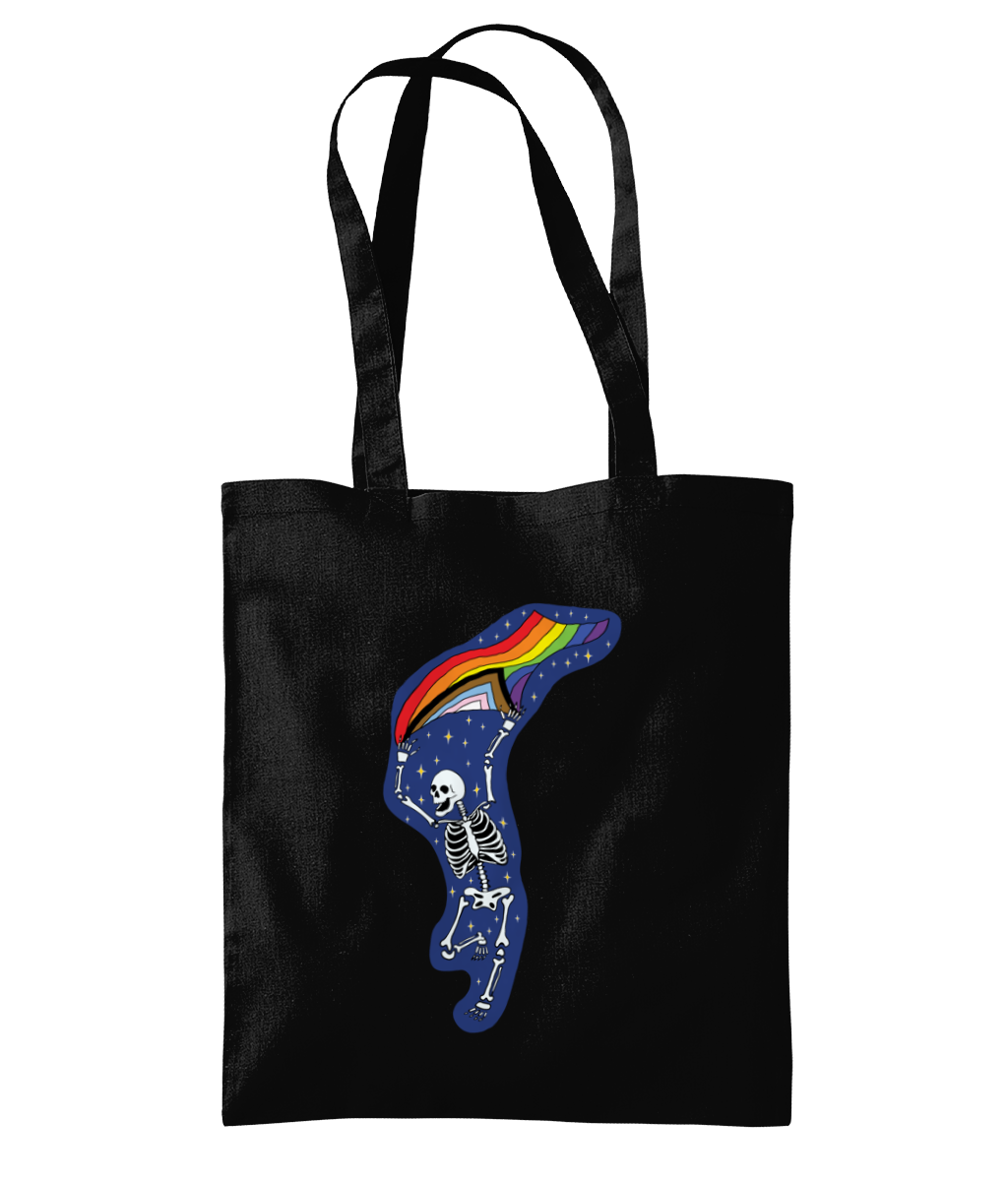 Pride Flag Happy Skeleton Tote Bag