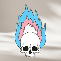 Flaming Skull Trans Flag Colours Tee